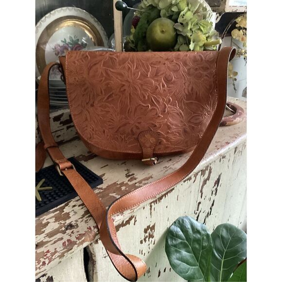 Patricia Nash Rosolini Tooled Leather Cross Body Purse Handbag Style P472203 - Picture 1 of 15